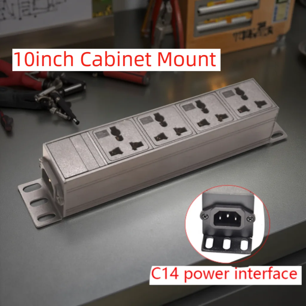 10inch Network Server Cabinet PDU Power Strip C14 interface EU/US/UK C13/Universal Outlet Aluminum Alloy shell No Switch