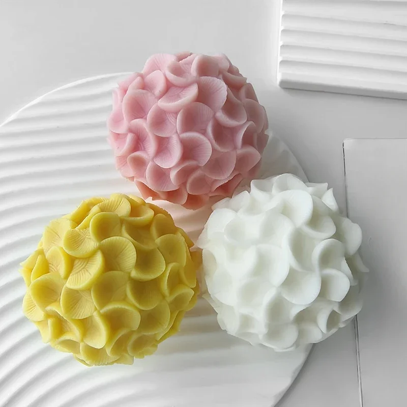 

Flower Ball Candle Mold Large Flower Ball Scented Candle Silicone Mold DIY Plaster Handmade Furniture Decorations