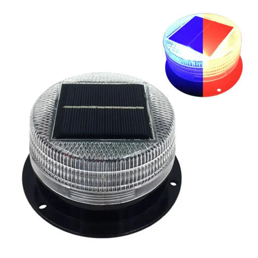 Solar Warning Flash Led Construction Safety Road Warning Flash Car Warning Light Red Blue Solar Warning Flashing Light