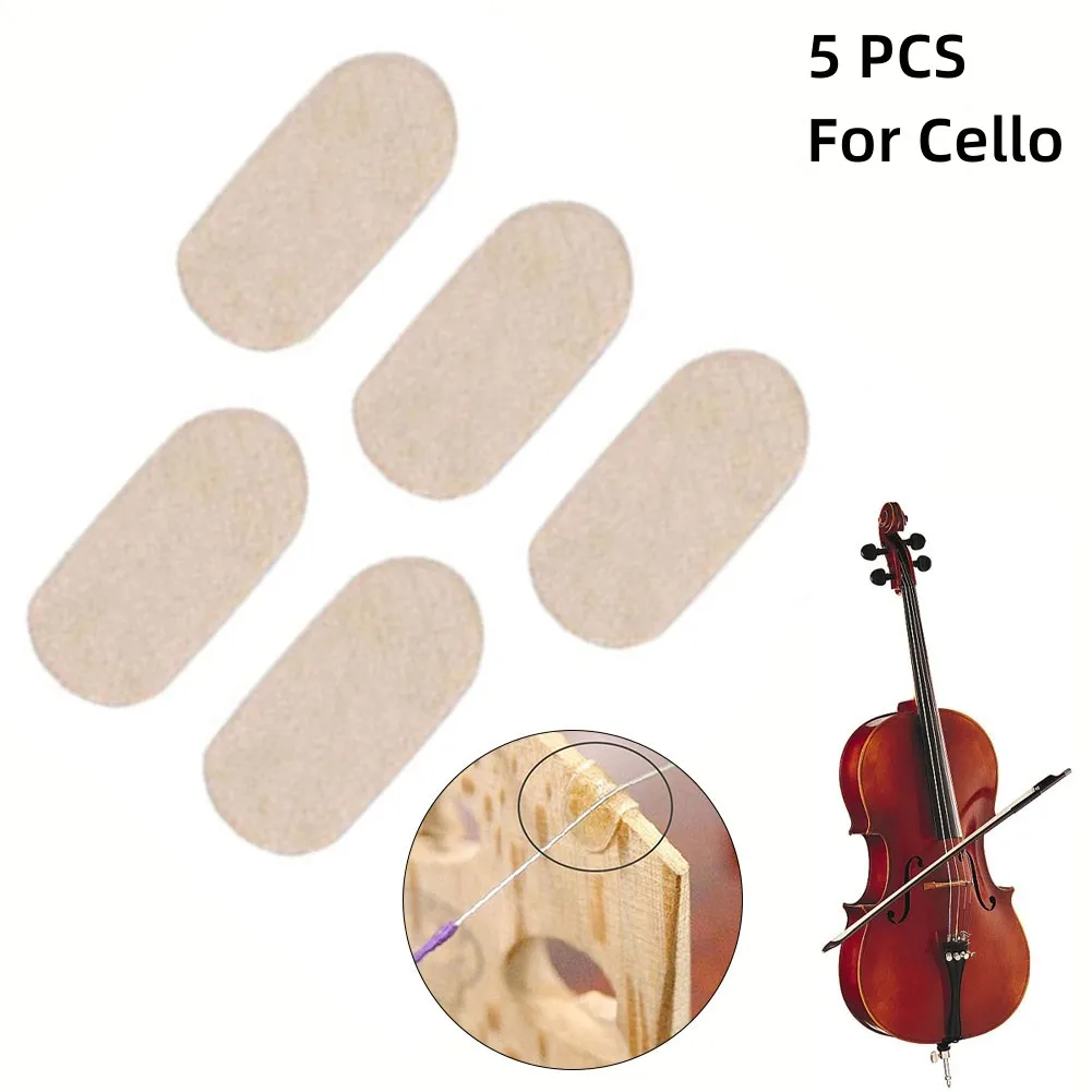 1 Set Of 5pcs Cello Bridge Parchment Light Yellow String Protectors Musical Instruments String Gear Orchestral Cello Accessories