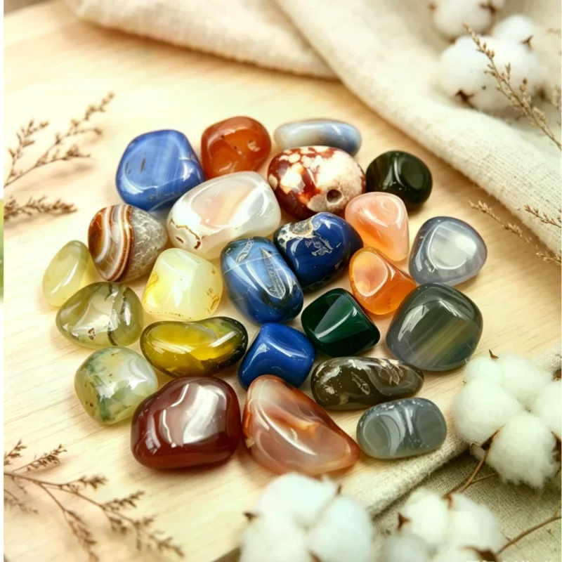 50g Mixed Colors Natural Agate Stones Gemstone Rock Tumble Stone 20mm Decoration