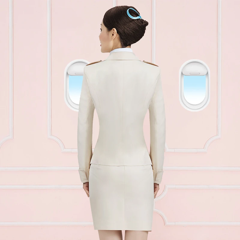 Air Stewardess Uniform Summer Suit Flight Attendant Professional Dress Female Beautician Long Sleeve Skirt High-end