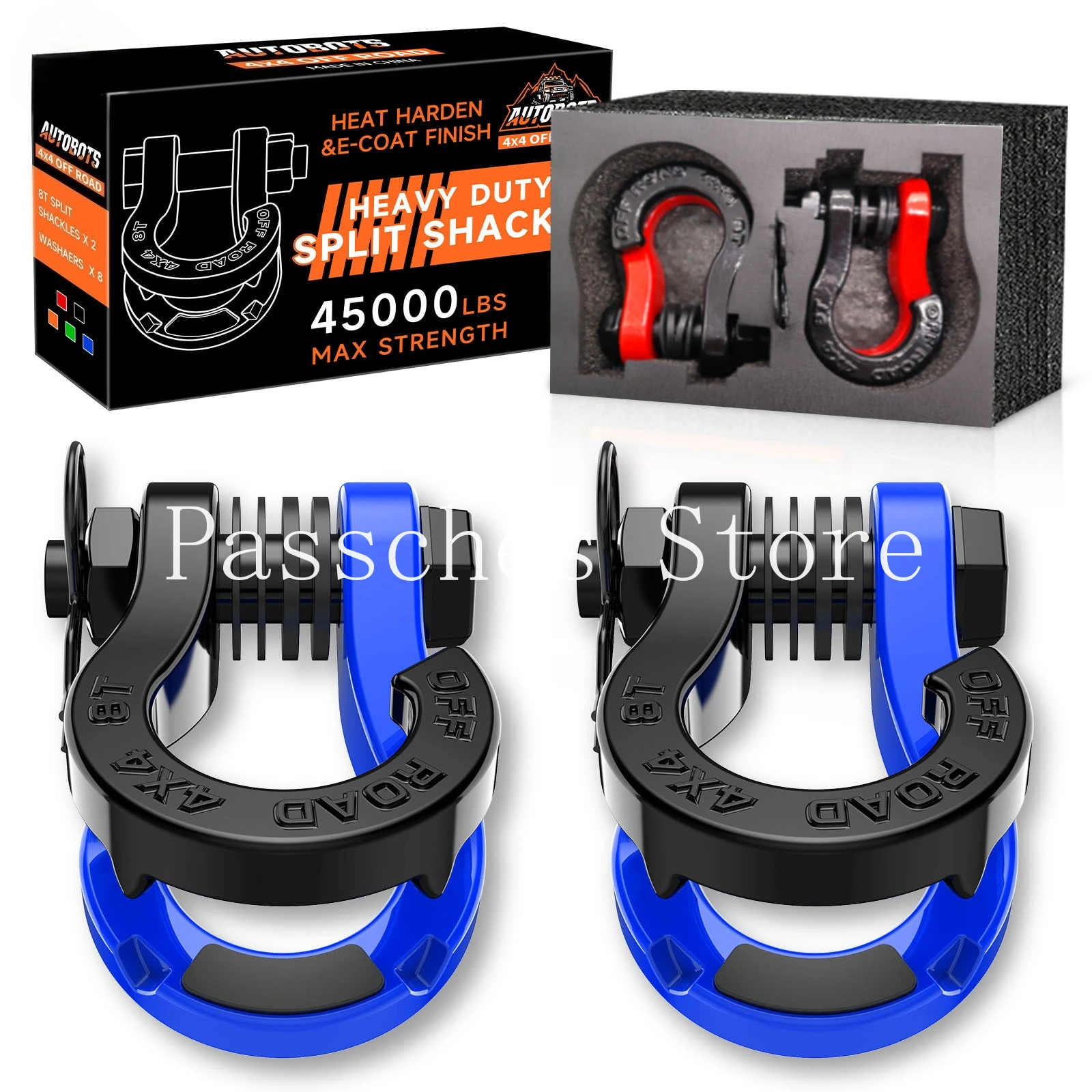 3/4'' U-shaped 8T Off-road Trailer Hook with Magnetic Suction Split Two-color Fashion Shackle Huya Split Shackle