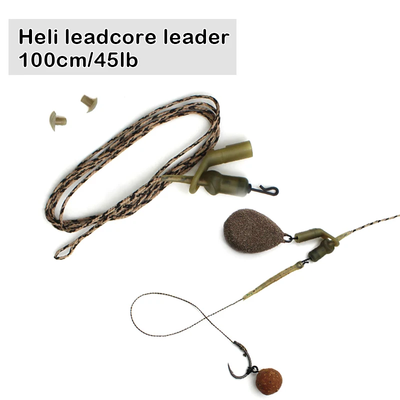 

100cm/45lb 2pcs Carp Fishing Rig Run Rig System+Loop Leadcore For Carp Fishing Hair Helicopeter Rig Accessories Tackle