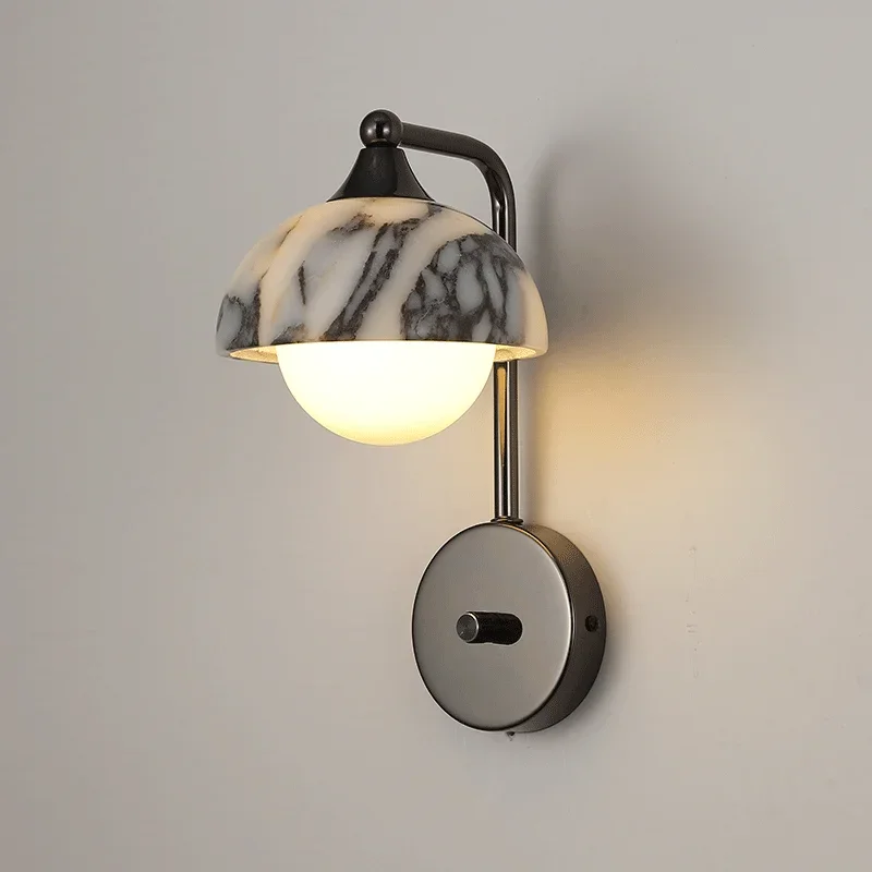 

Creative Natural Stone Wall Lamp Bedroom Wall Sconces Designer Artistic Living Room Study Marble Home Decor LED Lights Fixture