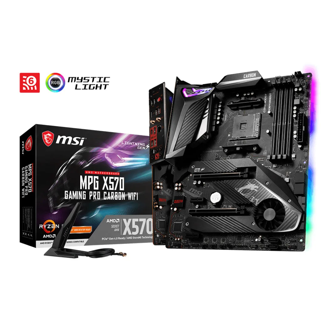 For MSI MPG X570 GAMING PRO CARBON WIFI Gaming Motherboard AMD Ryzen 5000 Series AM4 M.2 Wi-Fi 6 HDMI ATX Desktop Processors