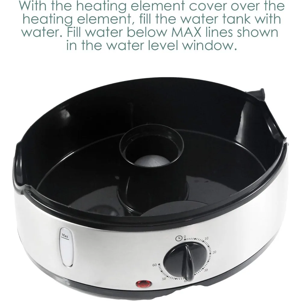 Maxi-Matic Electric Food Vegetable Steamer with BPA-Free 3 Tier Stackable, Nested Basket Trays, Auto Shut-off 60-min Timer, 800W