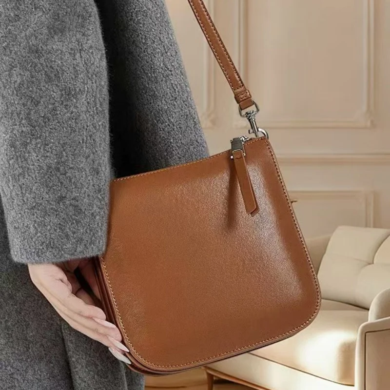 

Женская повседневная сумка-мессенджер из натуральной кожи, модная сумка через плечо из коровьей кожи, женская простая роскошная дизайнерская сумка