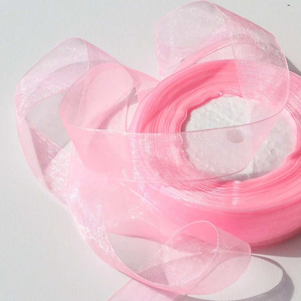 Gifts Polyester Ribbons Flower Packaging Party Decorations Sewing Fabric Solid Color Organza Ribbon Gift Packaging Ribbons