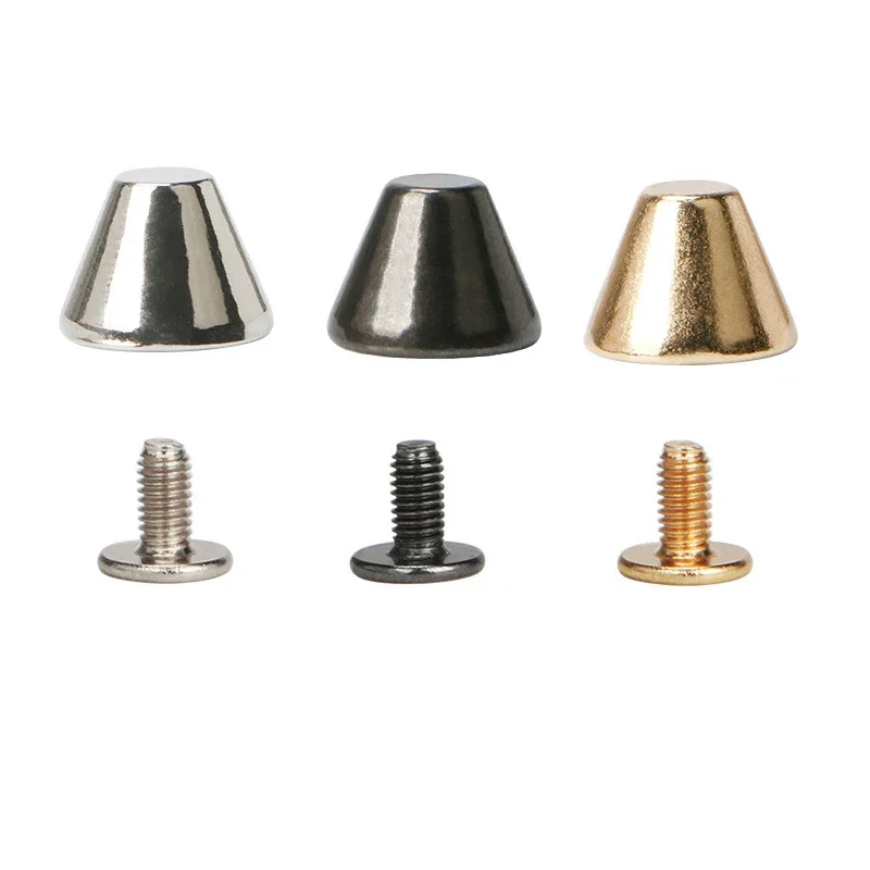 

100sets 8*11mm Alloy Bucket Type Punk Spike Cone Spots Metal Studs Leathercraft Rivets Bullet Spikes Rivets for Leather