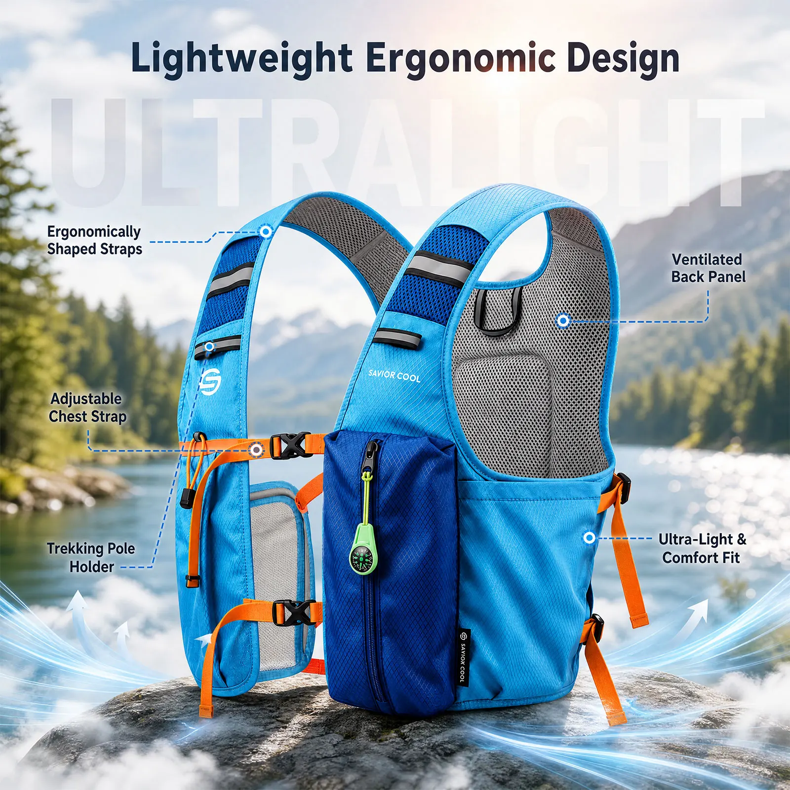 Hot Weather Outdoor Waterproof 2L No BPA Leak-proof Cold Vest 3 Removable Bags 17 ° C Cooling