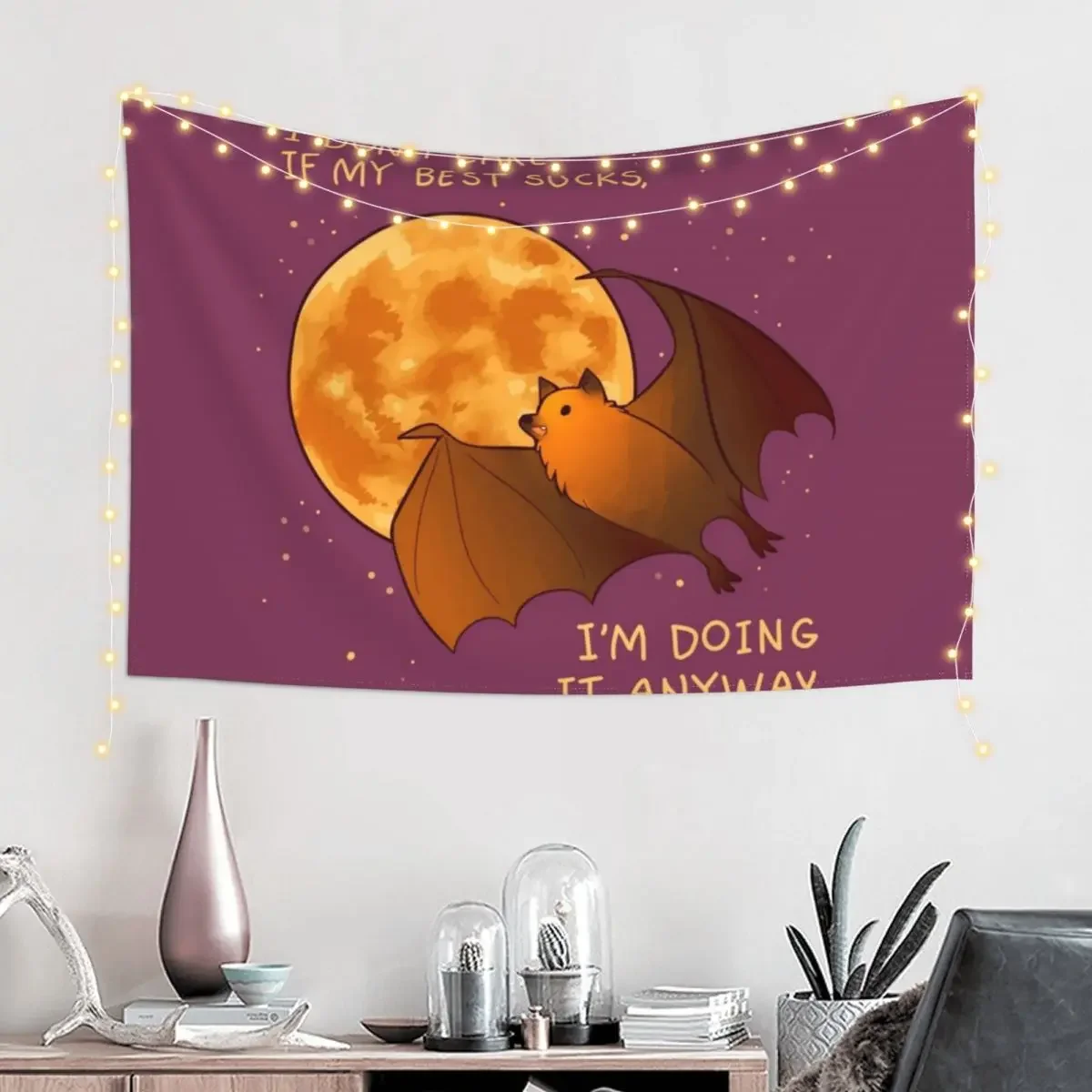 I DON'T CARE IF MY BEST SUCKS Flying Fox Bat Tapestry Mushroom Decoration For Bedroom Wall Decoration Tapestry