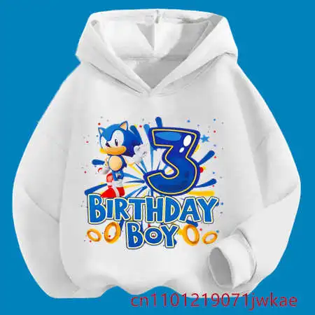 

Autumn/Winter Long Sleeve Hots Movie Sonic 1-9 Y Old Birthday Gift Children's Black White Hoodies Sweatshirt Boys' Casual Shirt