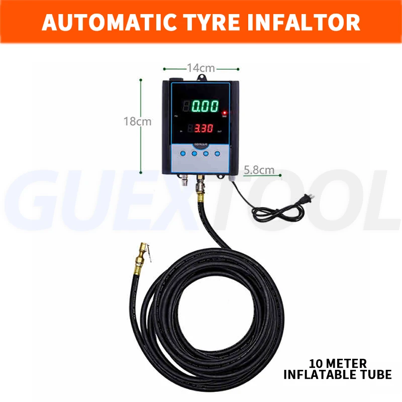 Automatic Tire Inflator Pre Set Pressure Wall-mounted Car Inflation Gauge Digital Display Gas Filling Gauge Tire Pressure Gauge