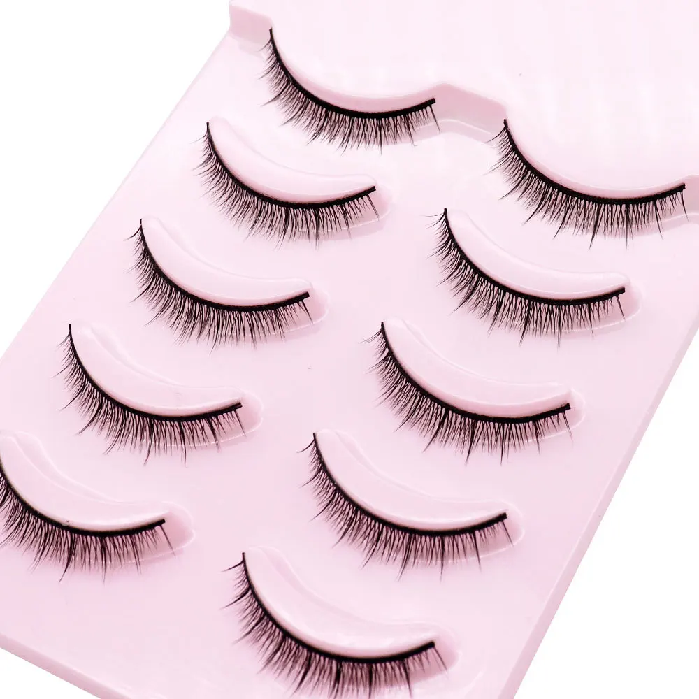 5Pairs krótkie sztuczne rzęsy eye fałszywe lash przedłużanie rzęs naturalny zestaw delikatne rzęsy dostarcza narzędzia piękny krzyż makijaż