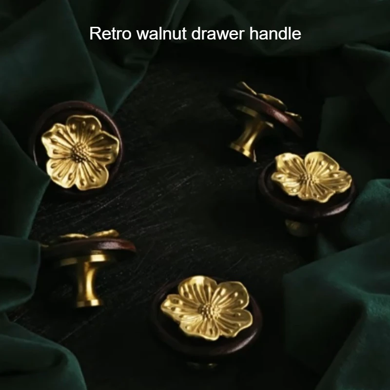 Golden Flower Drawer Handles Creative Petal Kitchen Cabinet Handle Furniture Cabinet Drawer Handles Wardrobe Door Handles