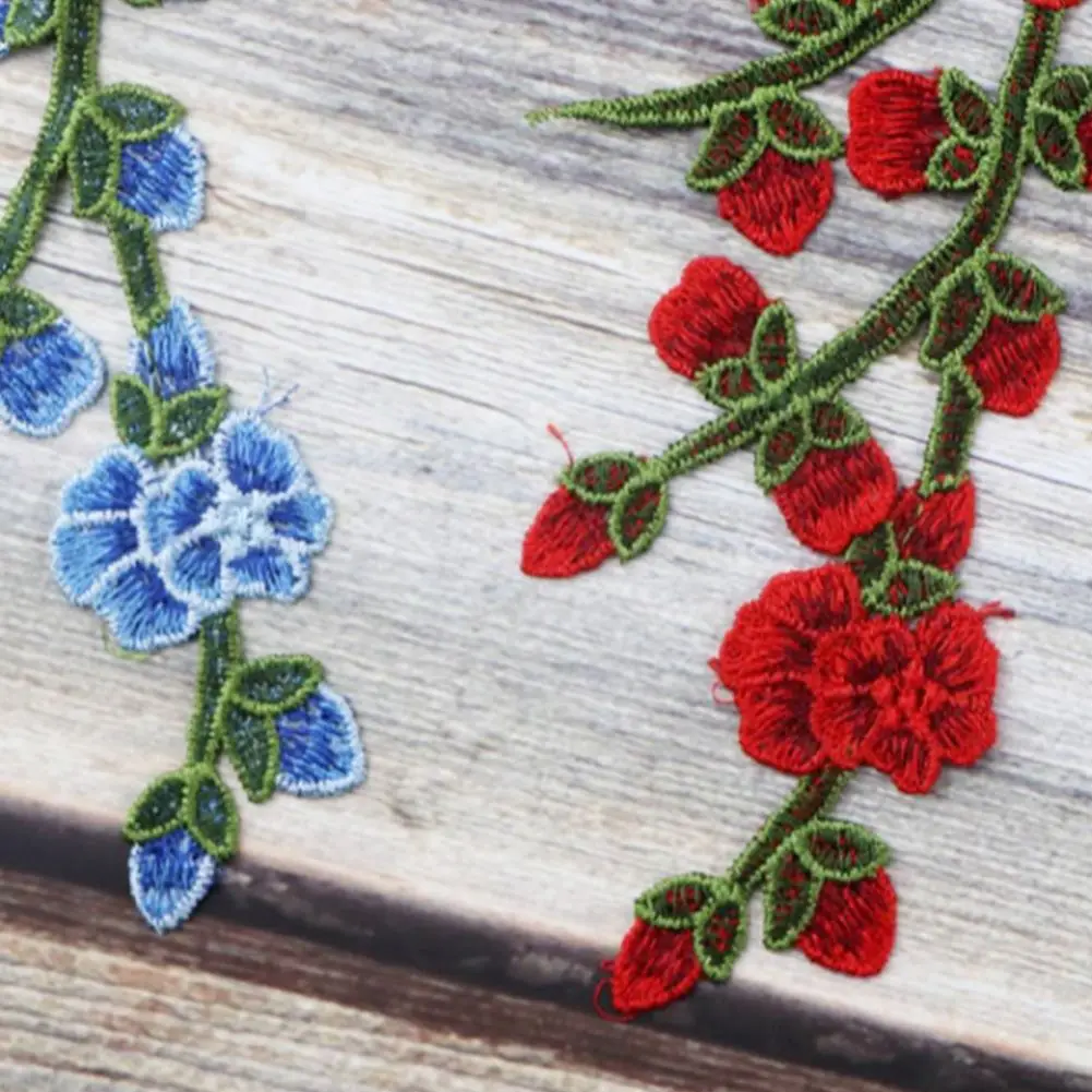DIY Colorful Floral Long String Flowers Clothes Sticker Iron On Patch Embroidery Patches