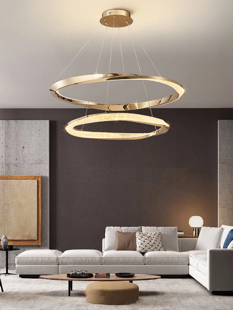 

Modern Minimalist Living Room Chandelier Luxurious and Fashionable Restaurant Minimalist Circular Bedroom Villa LED Chandelier