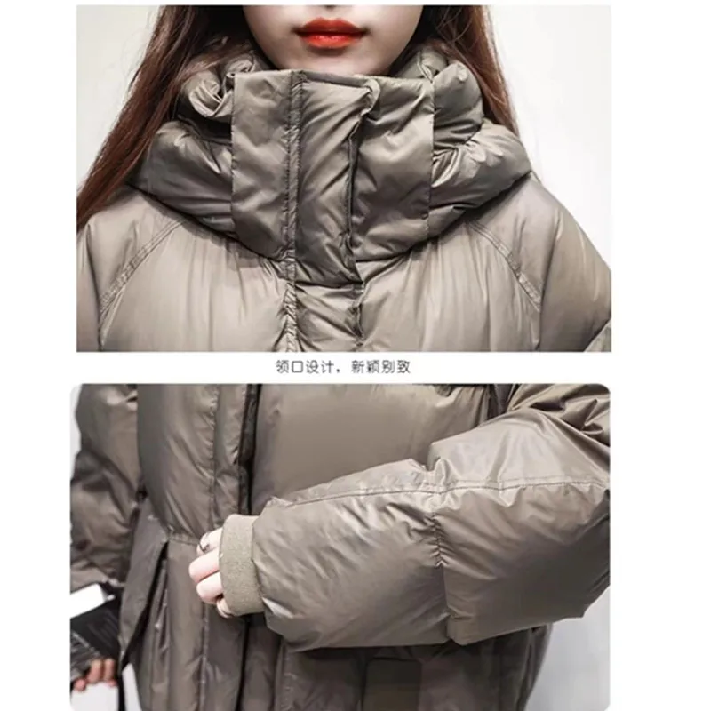 Winter Down Jacket Women\'s Clothes 2024 New Korean version Loose Thick White duck down Hooded Coat Female Warm Parka Overcoat