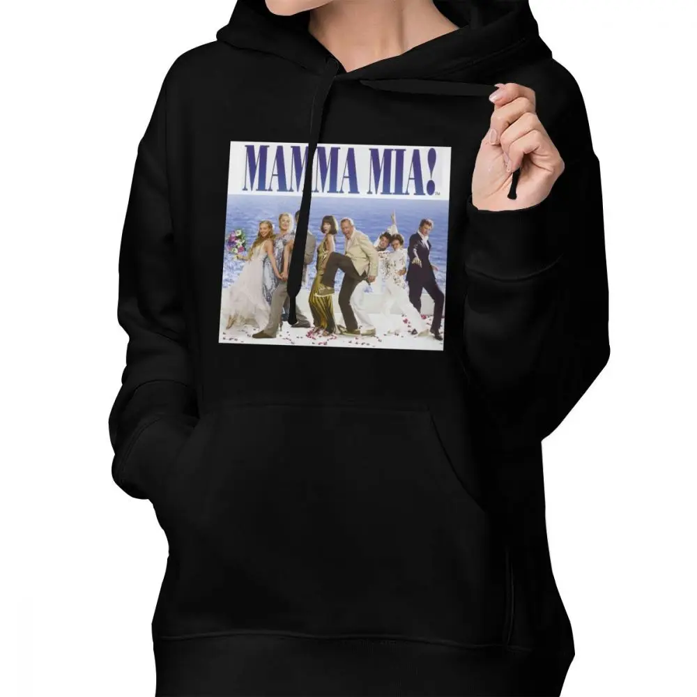 Mama Mia Hoodie Mamma Mia Cast Poster Hoodies Long-sleeve Kawaii Hoodies Women Graphic Oversize Gray Street wear Pullover Hoodie