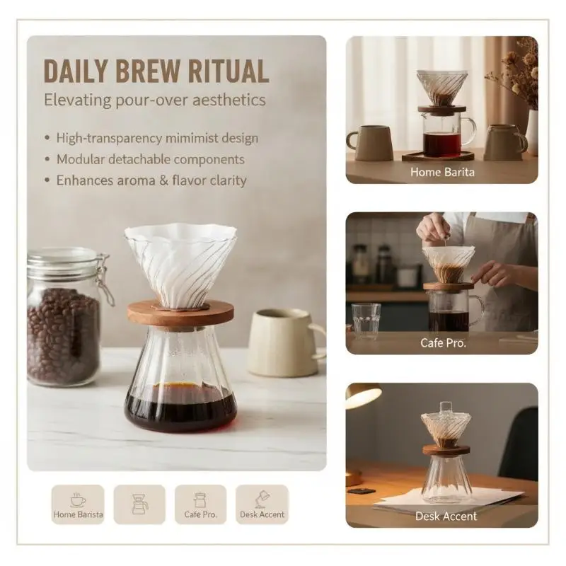 Lightweight Plastic Coffee Filter Paper Presser 20 Ribs Compact for Dorm Room Pour Over Coffee Dripper