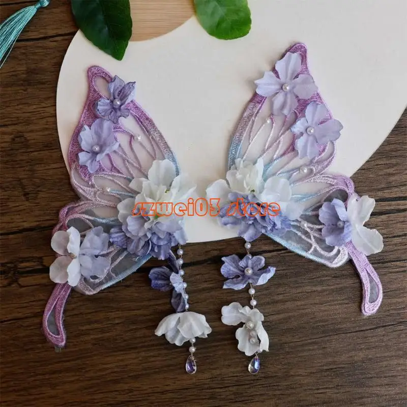 

D46C Silk Flower Butterfly Hair Clip Set Hair Ornament for Formal Event Gatherings
