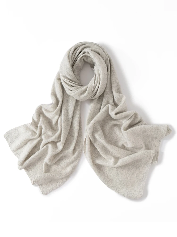 

Chic 100% Cashmere Knitted Scarves Autumn Winter Luxury Simple Style Women's Solid Color Scarf Grace Fashion Soft Cashmere Scarf