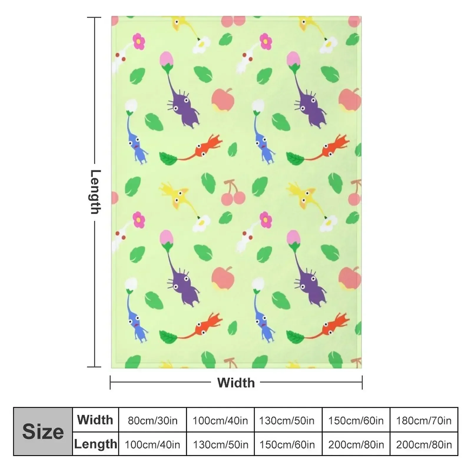 cute pikmin pattern Throw Blanket couch cozy soft plush fuzzy picnic outdoor blanket
