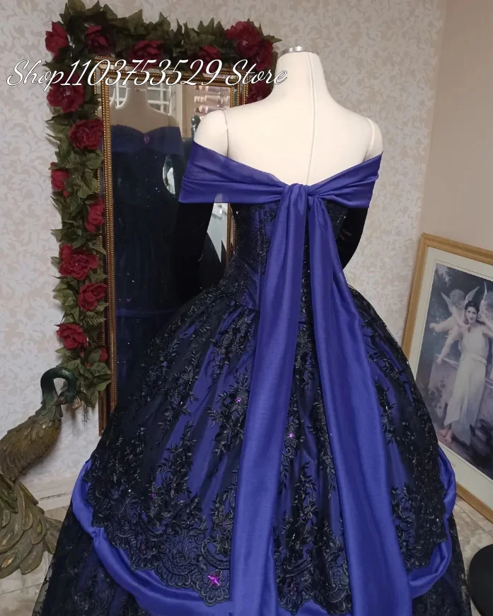 Vintage European Court Purple Dress Gothic Embroidery Applique Rococo Wedding 2024 Poncho Pleated Strapless Role Play Gowns