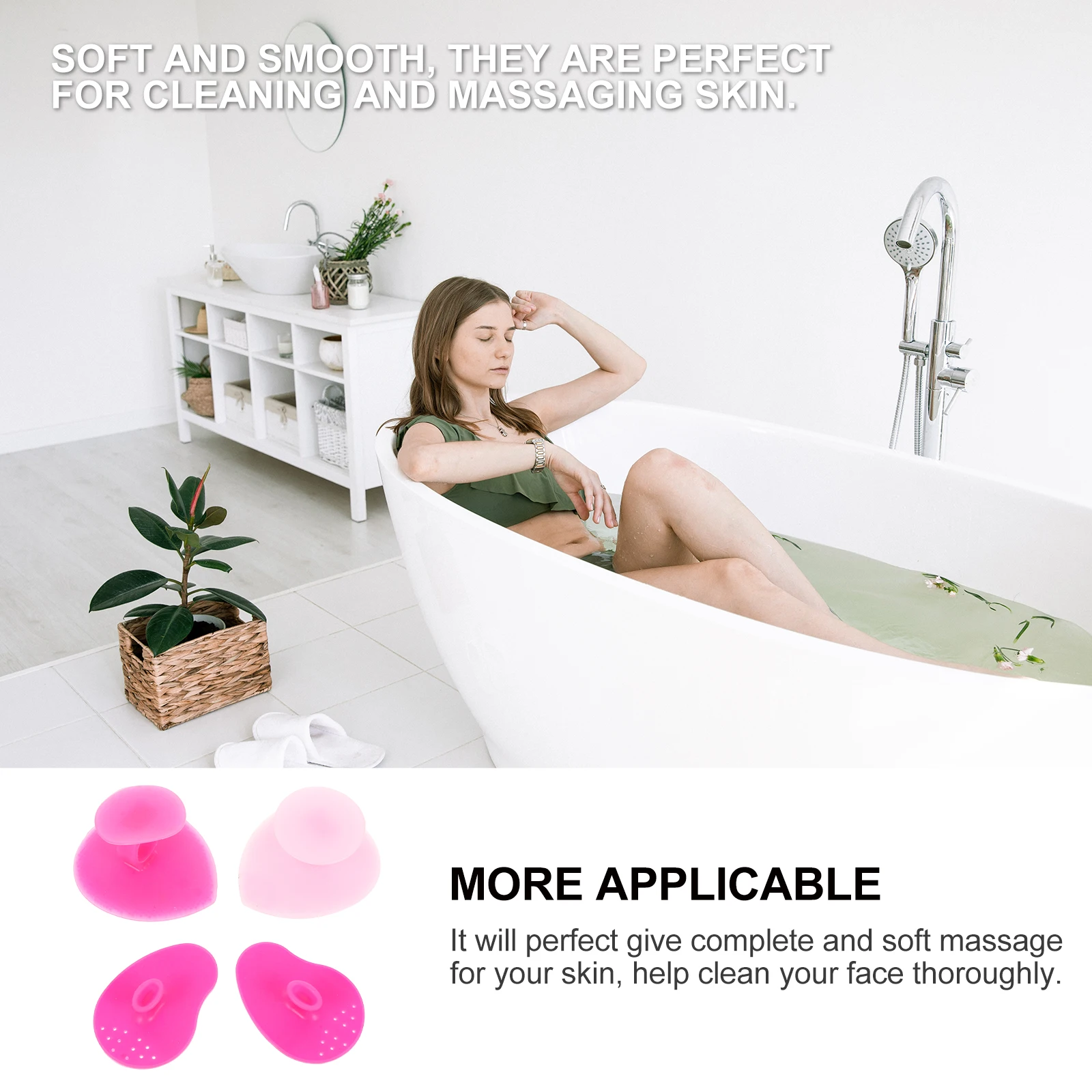 

4pcs Silicone Facial Brush Deep Cleaning Face Cleansing Tool All Skin Types Manual Portable Household Use Women'S Face Brush