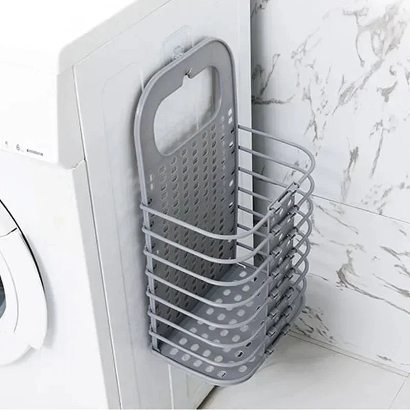 Dirty Laundry Basket Bathroom Folding Laundry Hamper Plastic Wall-Mounted Dirty Clothes Holder Organizer Storage Basket