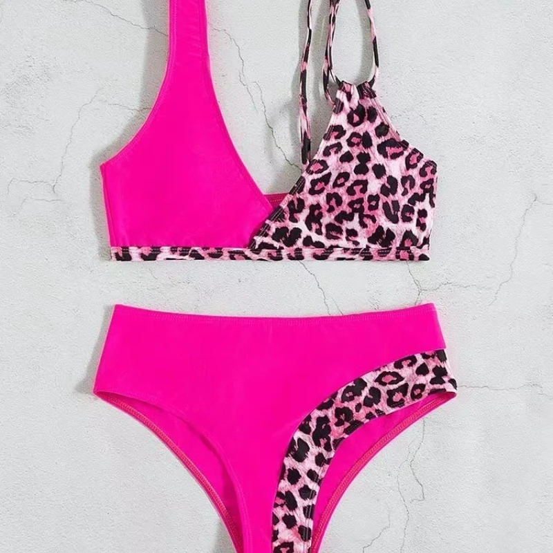 세련된 와일드 하이웨이스트 컬러 블록 비키니 섹시 해변 리조트 수영장 수영복 세트