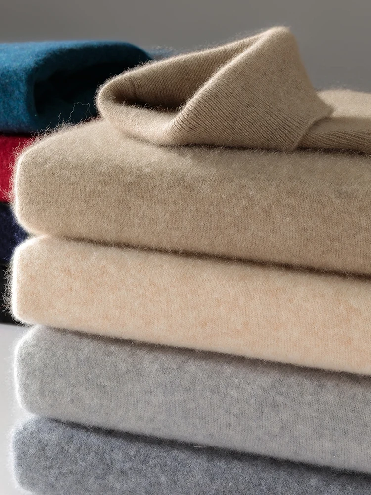 

Новый осенне-зимний мужской шерстяной свитер, водолазка, пуловер, однотонный кашемировый свитер с длинными рукавами, трикотажные топы из 100% мериносовой шерсти