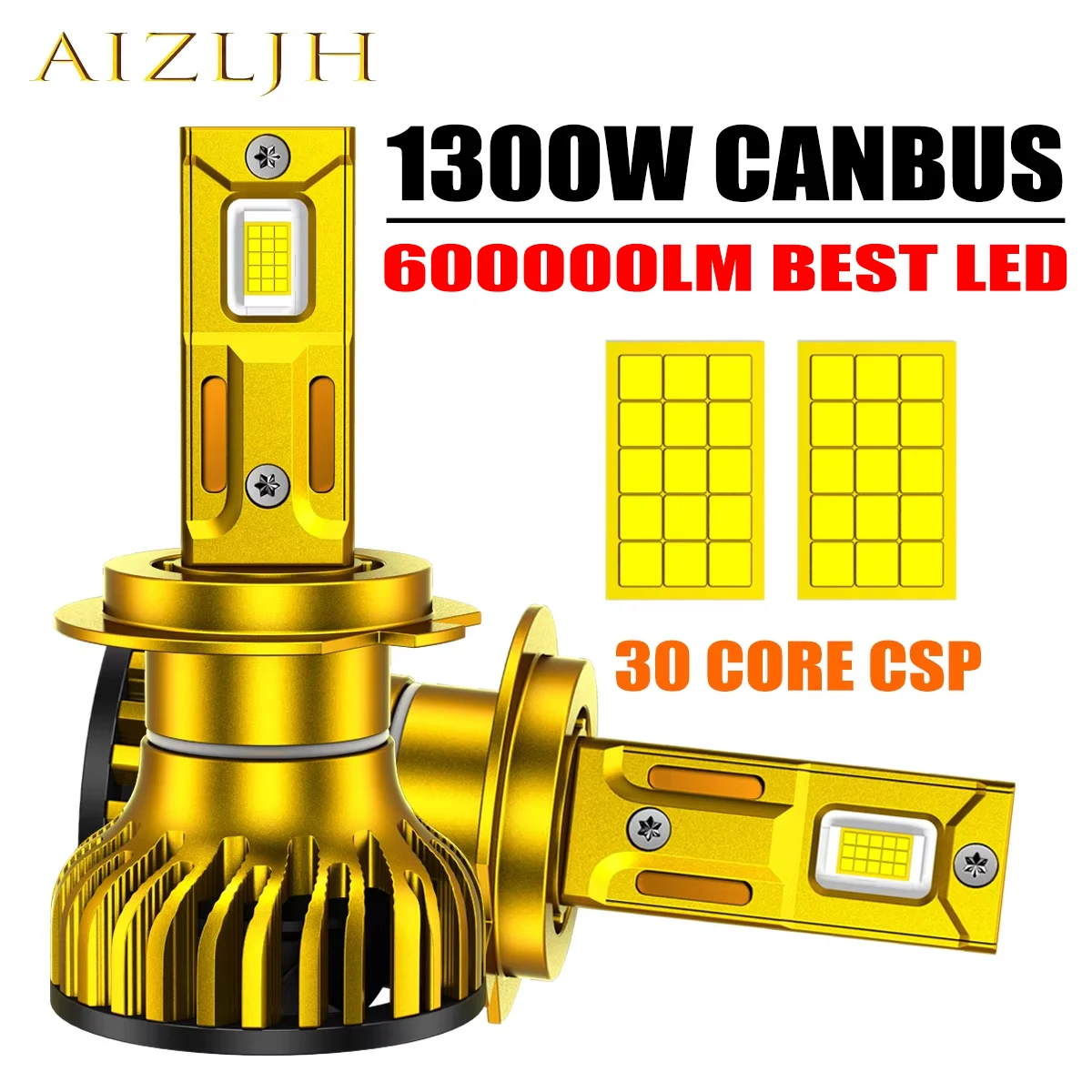 AIZLJH K5C Plus H7 Kit de faros LED Canbus 6000K 30 núcleos CSP H1 H4 H11 9005 9006 HB3 HB4 luz antiniebla 600000 LM 1300W