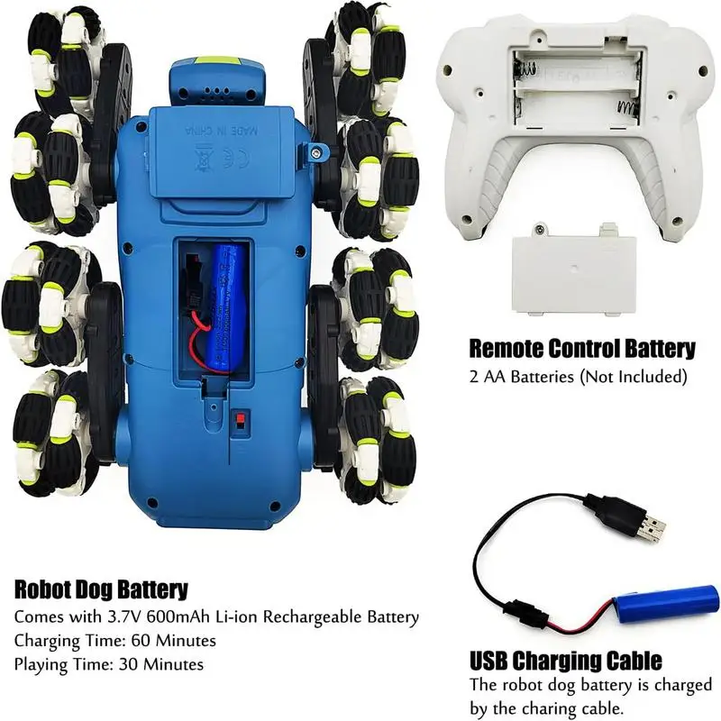 Afstandsbediening Robot Hondenspeelgoed All-terrain stuntauto met lichte muziek en sprayrobot Hond Afstandsbediening autospeelgoed voor jongens en