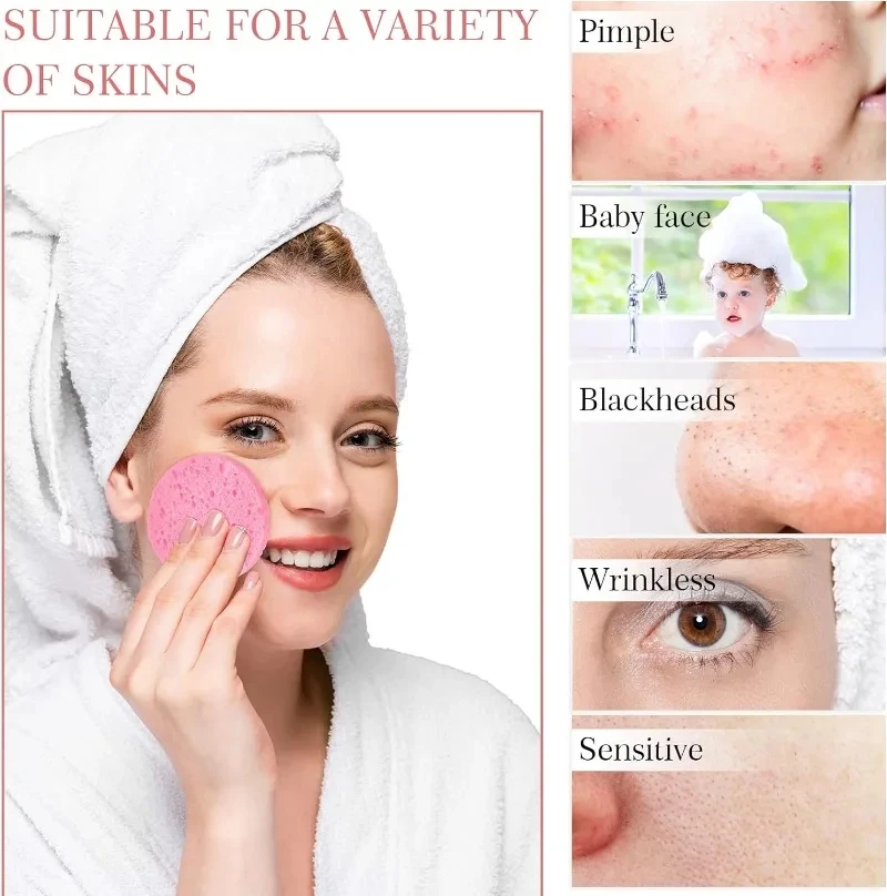 10PCS Compress Face Wash Puff Natural Wood Pulp Sponge Face Wash Puff Foaming Face Puff Cosmetic Puff Face Cleansing Sponge