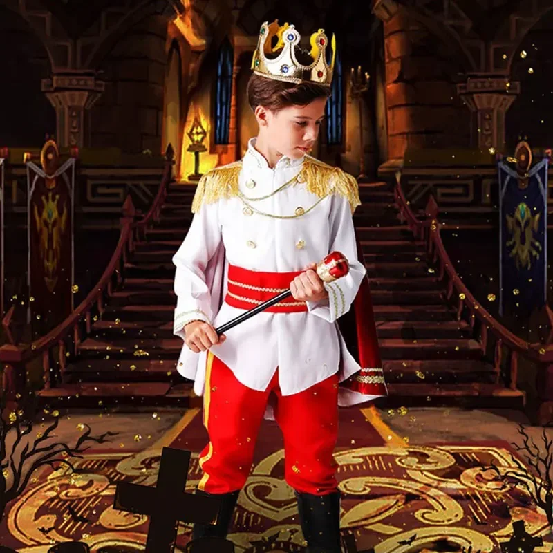 

Seven Piece Halloween Children's Role Playing King Costume Fantasy European Royal Costume Christmas Gift Set