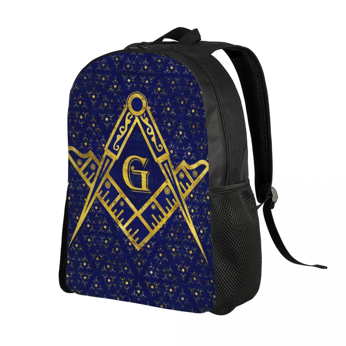 Freemasonry Symbol Backpacks for Women Men Waterproof School College Masonic Mason Freemason Bag Printing Bookbag