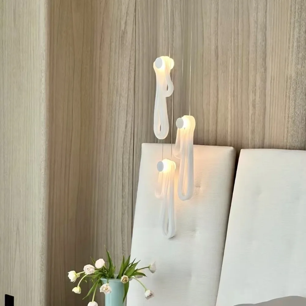 Modern Minimalist Glass Pendant Light with Tassel, Bedroom Bedside Lamp, Staircase Lighting, with An Ancient Style