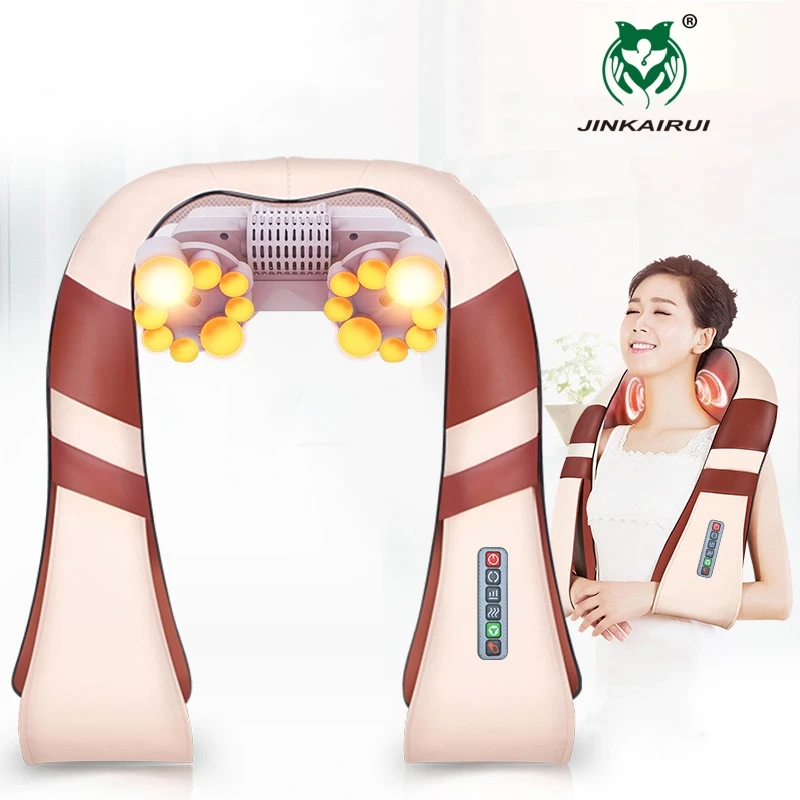 JinKaiRui U Shape Electrical Shiatsu Body Shoulder Neck Massager Back Infrared 4D kneading Massage Car Home Best Gift HealthCare