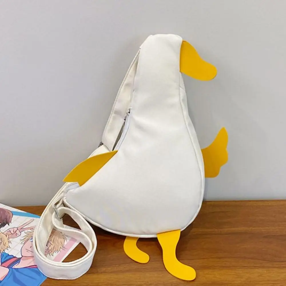 Lovely Canvas Funny Duck Crossbody Bag Korean Style Novetly Duck Shoulder Bag Minority Design Cartoon Chest Bag Shool - view 3