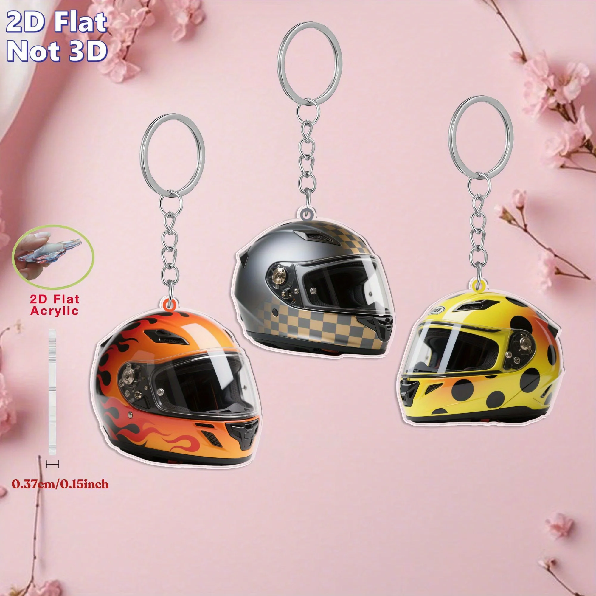 Colorful Moto Racing Helmet Keychain 3pcs/9pcs 2D Acrylic Pendant Vibrant Design Phone Bag Decor Gift for Motorcycle Enthusiasts