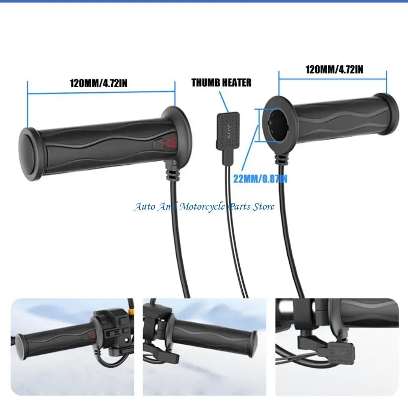 P9FD 12-V-Silikon-beheizte Handgriffe für Motorräder mit 5-Stufen-Speicherfunktion und wasserdichter IP67-Konstruktion, 2er-Pack – Detail 7