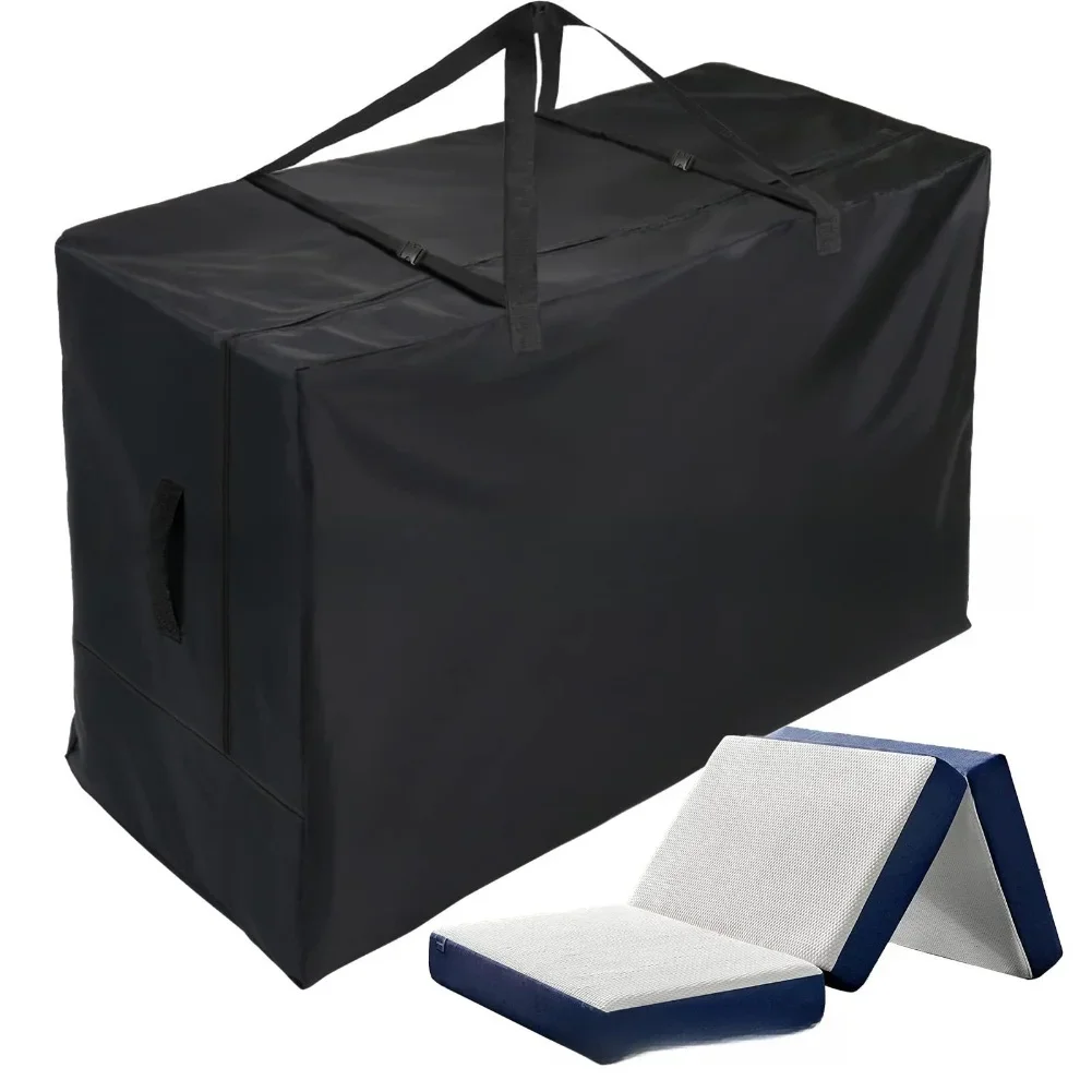 Folding Mattress Storage Bag Heavy Duty Carry Case For Tri-Fold Guest Bed Mattress Moving Bag Dustproof Waterproof Oxford Fabric