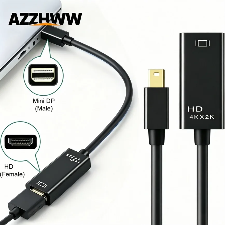 Mini DP to HDMI-compatible Adapter 4K/1080P Mini Displayport Male To HDMI-compatible Female Converter Cable for MacBook Air Pro