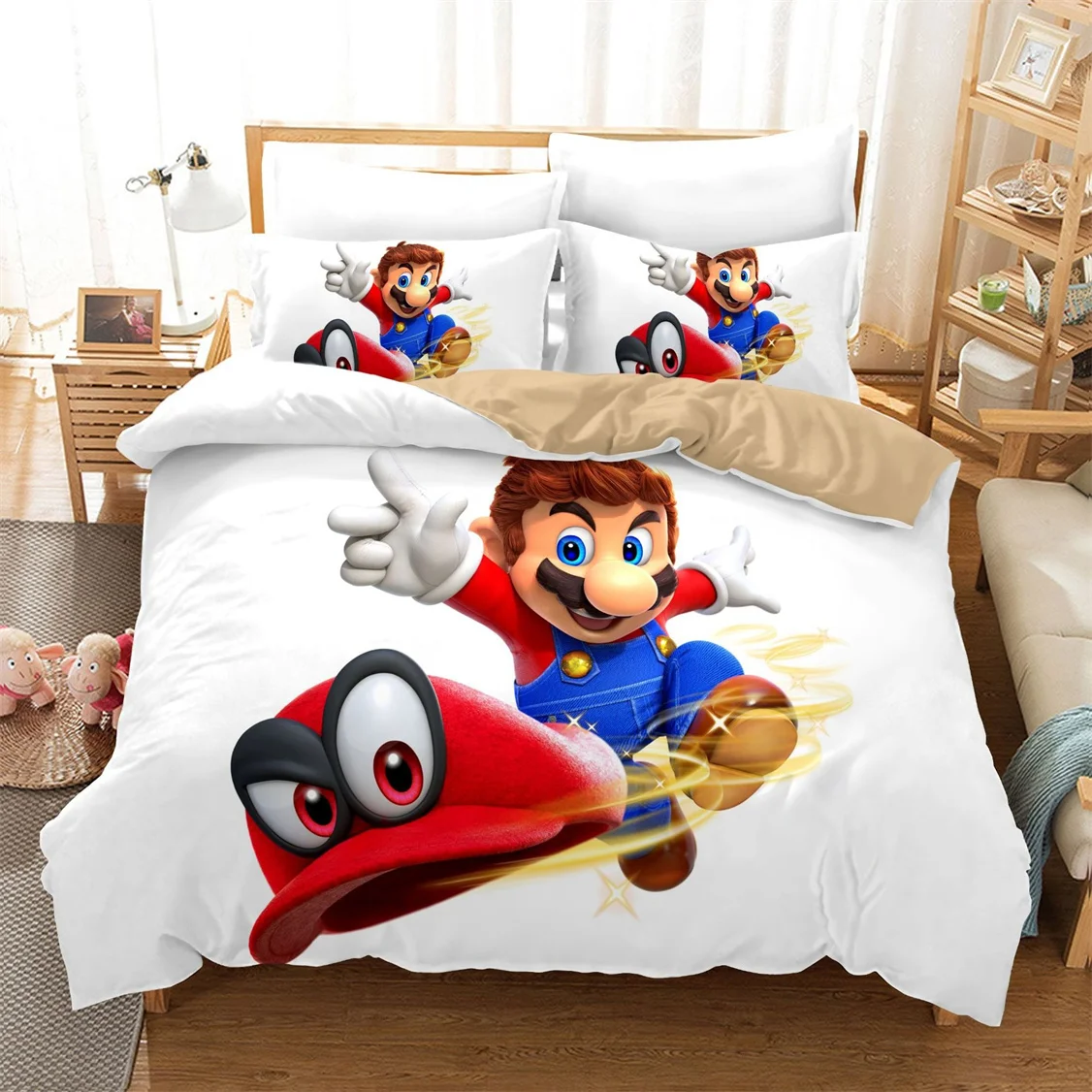 Game Super Mario Bedding Set Mario Print Duvet Cover Cover Bedspread Pillowcase Bed Clothes Kids Boys Bed Bedroom Set