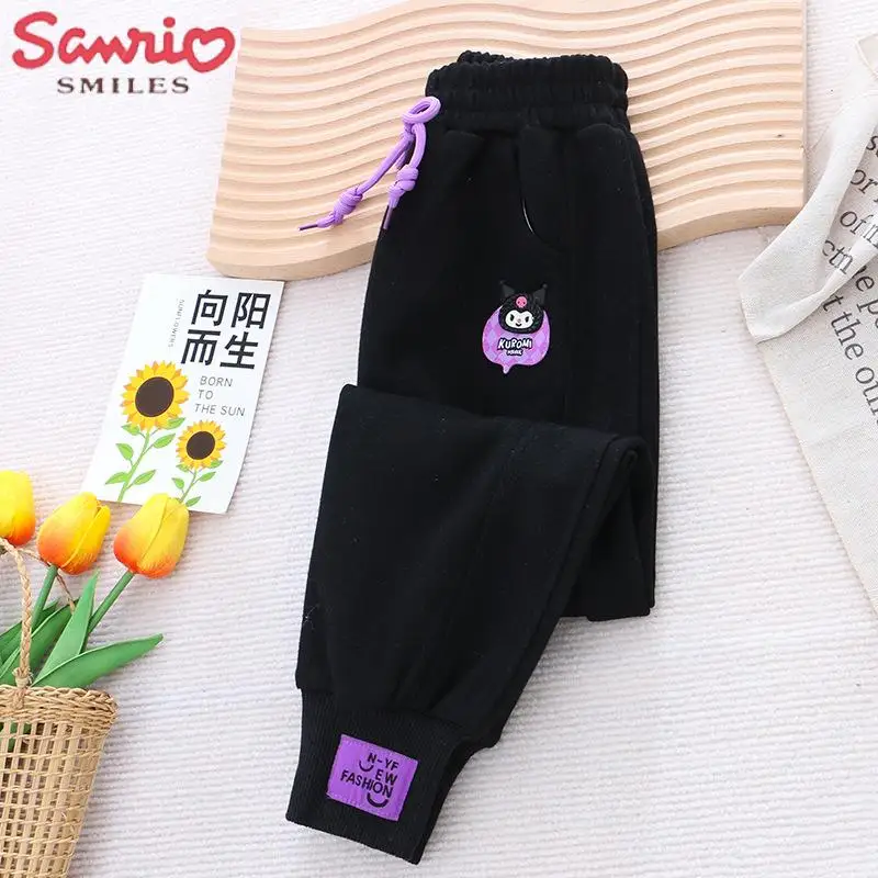 New Sanrio Sports Pants Children\'s Cartoon Kuromi Autumn Boys\' Fashion Students Casual Girls Cute High Waited Pants Outwear 2023