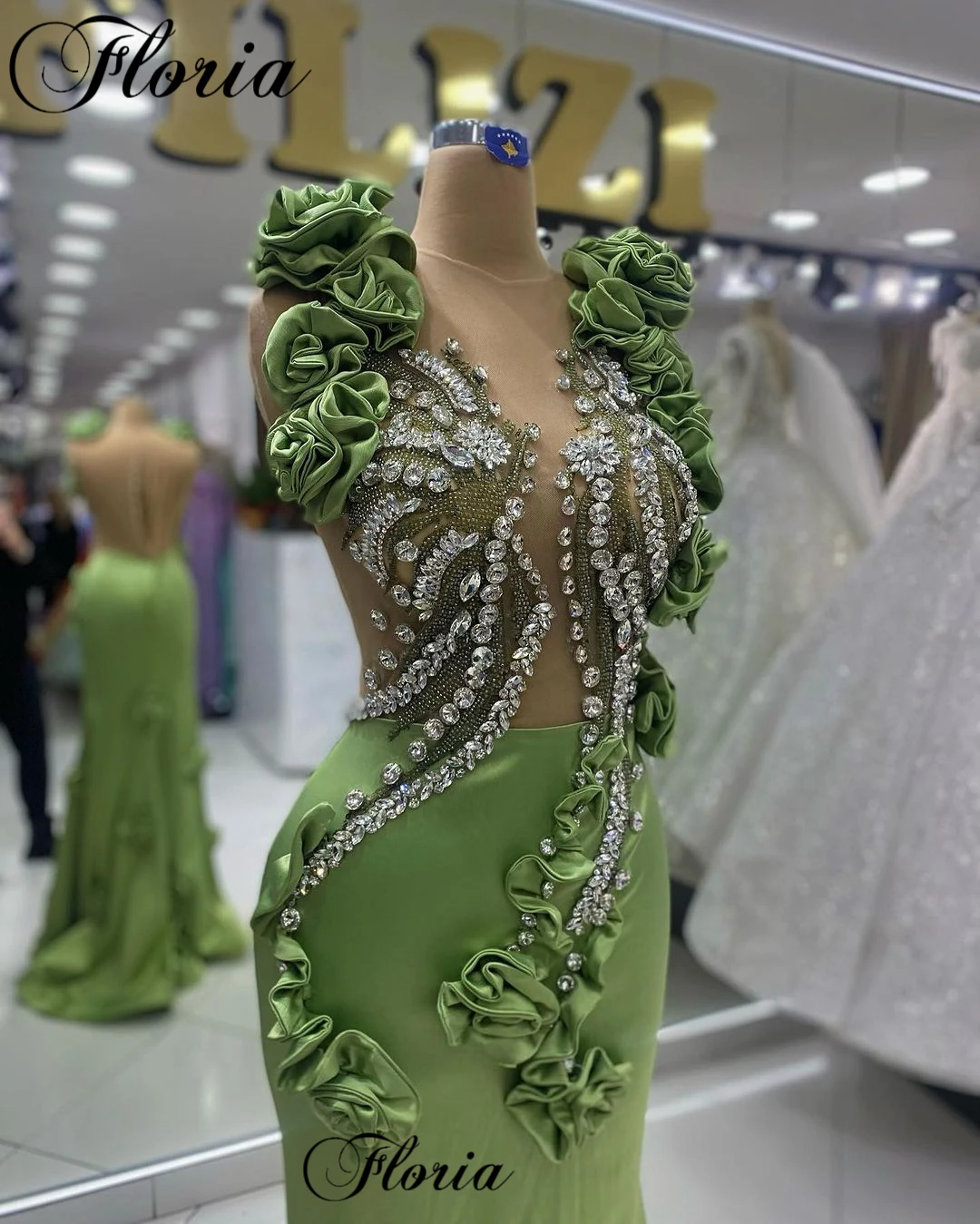 Special Green Celebrity Dresses With Crystals Sleeveless Mermaid Prom Party Dresses 2024 Vestidos De Noche Birthday Dresses