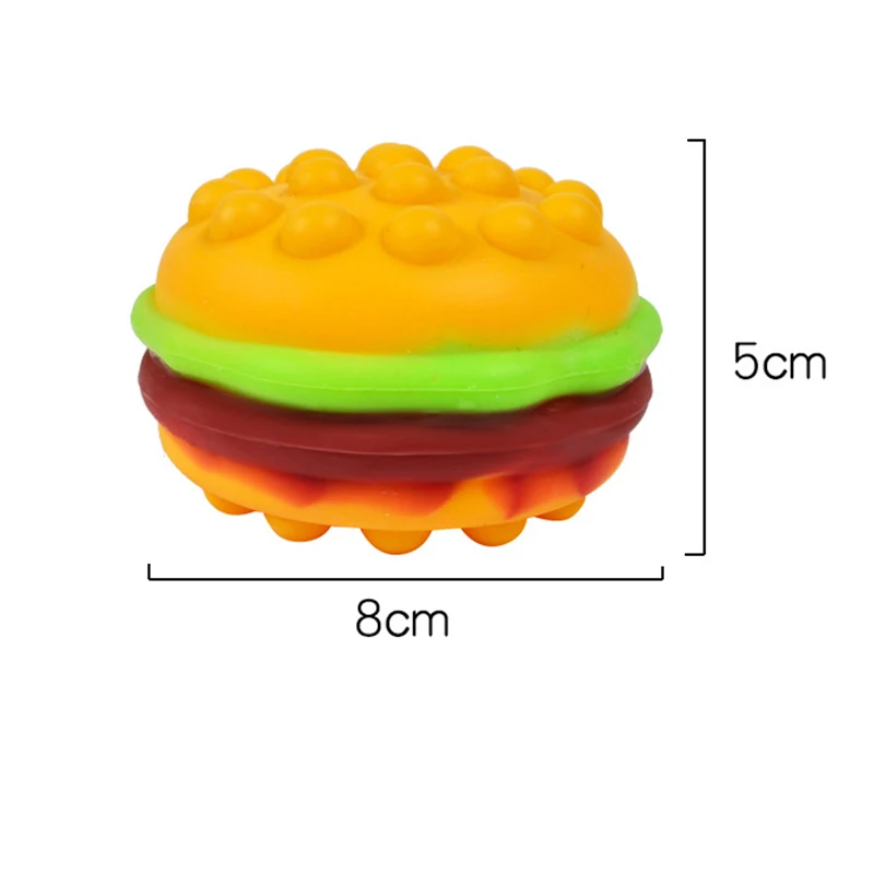 Pop Burger Stress Ball 3D Squishy Hamburger Fidget Toys Silicone Decompression Silicone Squeeze Fidget Ball Fidget Sensory Toy