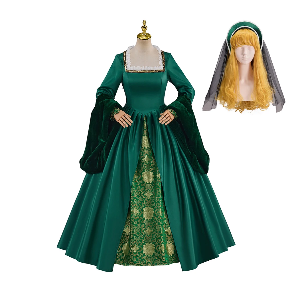 

Tudor Elizabeth Queen Ball Gown Dress Victorian Green Dress Halloween Carnival Party Fancy Costume for Women Evening Gown Outfit